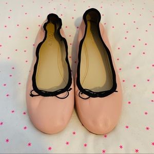 J. Crew Pink and Black Evie Ballet Flats